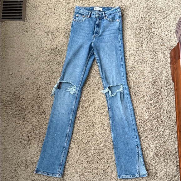 Women's Blue Distressed Zara Jeans - Picture 1 of 6